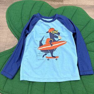 Baby GAP Toddler 3 Blue Dinosaur Surfer Long Sleeve Rashguard Top Swim Shirt